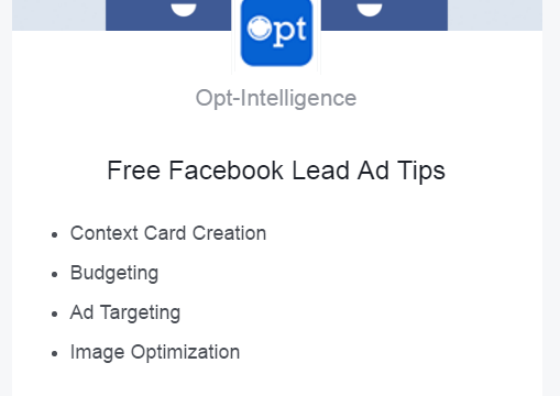 Context Card for Facebook Lead Ad.