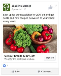 Facebook lead ad example on mobile